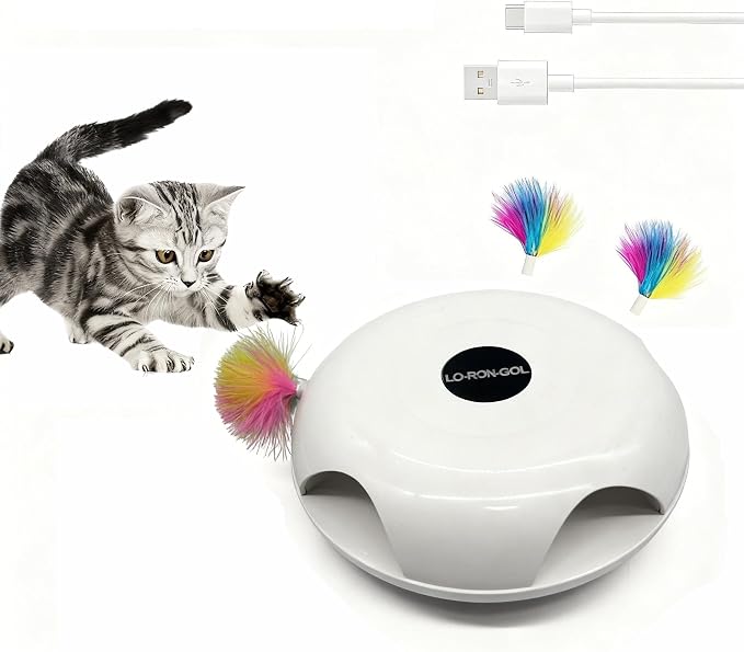Interactive Whack-a-Mole Cat Toy — Automatic Mushroom Feather Pop-Up Play Toy for Cats, Cognitive Stimulation & Exercise, Durable Pet Entertaining Game (White) by Unknown