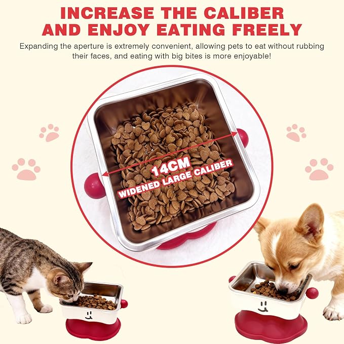 Elevated Cat & Small Dog Bowl - 30° Slanted Anti-Slip Feeding Bowl, Detachable Stainless Steel Design, Reduces Stomach Pressure, Comfortable Eating Posture, Easy to Clean, Fits Cats & Small Breeds - Image 3