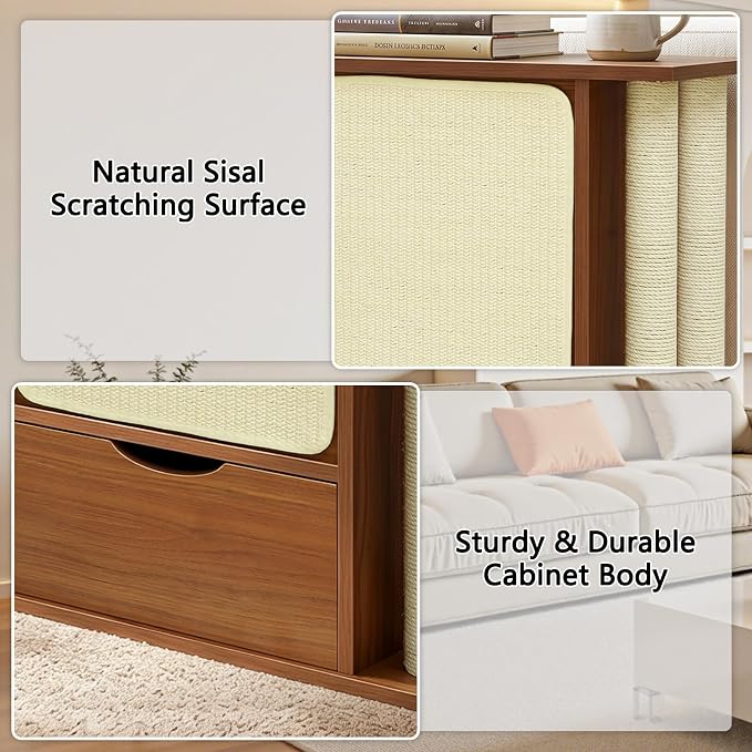Cat Scratch Furniture Protector for Couch, Cat Scratcher Side Table | Couch Protector from Cat Claws with Storage,Cat Scratching Posts & Sisal Scratching Board, Anti-Scratch Furniture Protector - Image 4