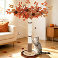 Cat Scratching Post, 46" Tall Scratcher Post for Indoor Adult Cats | Heavy Duty Scratching Post 100% Natural Sisal, Stable 3-Layer Wood Base, Hanging Ball and Track Toy for Indoor Adults Cats by Sheripet