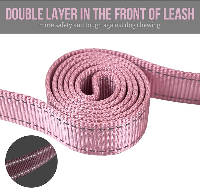 OneTigris No-Pull Dog Leash with Handle for Medium Large Dogs (Pink, 4FT) | Durable lead built for training & daily walks. Ideal drag line for strong pullers and large breeds like bully dogs. - Image 4