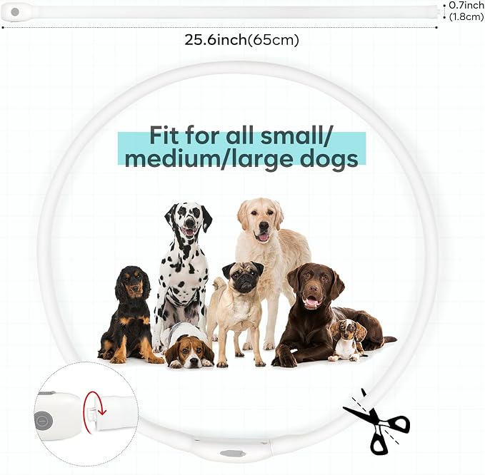 HIGO RGB LED Dog Collar Light - USB Rechargeable Light Up Dog Collars, Safety LED Dog Necklace for Your Dogs Walking at Night (Multi-Color) - Image 7
