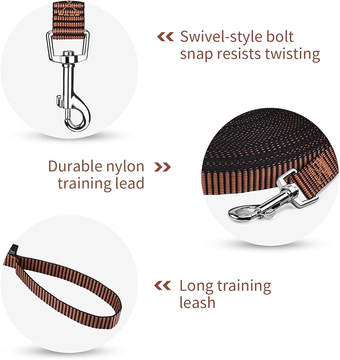 Hi Kiss Dog/Puppy Obedience Recall Training Agility Lead - 15ft 20ft 30ft 50ft 100ft Training Leash - Great for Training, Play, Camping, or Backyard(100ft,Black_Orange) - Image 3
