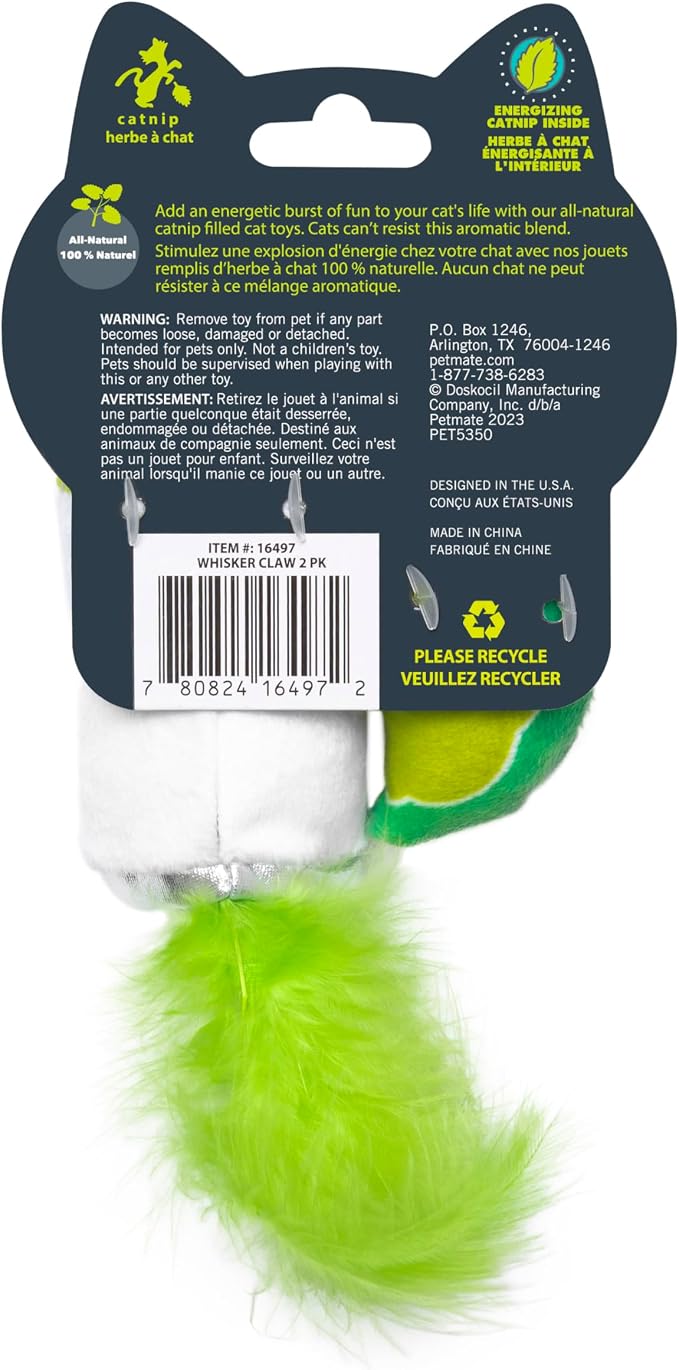 Quirky Kitty Whisker Claw and Lime Catnip Crinkle Plush Cat Toy, Pack of 2 | Soft textured pair with rustling sound effects, sparks batting, kicking and playful sessions for felines at home every day - Image 5
