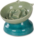 Ceramic Slow Feeder Cat Bowl, 15-Degree Tilted Non-Slip | Food-Grade Ceramic For Indoor Cats, 5.3 In Shallow Bowl, Whisker-Friendly, Dry And Wet Food, Dishwasher Safe by KittyDine
