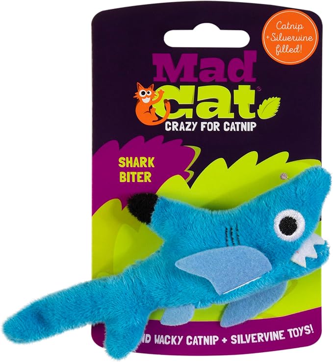 Mad Cat Shark Biter Ocean Themed Catnip and Silvervine Cat Toy, Pack of 1 | Sea creature design felines grab, wrestle and chomp during energetic play sessions, sparks natural instincts at home daily by Unknown