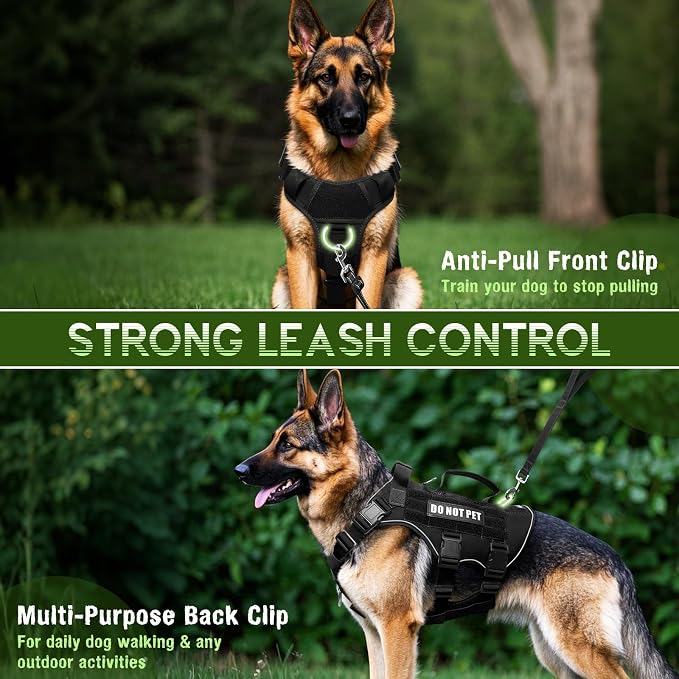 WINSEE Tactical Molle Vest Mesh Dog Harness with 10 Removale Pet Patches | Breathable Service Dog harness with Double Soft Padded Handle for Small Dog, Reflective Military Pet Vest for Walk Hiking - Image 3