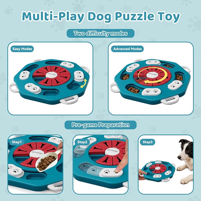 Dog Puzzle Toy for Smart Dogs, Interactive Dog Enrichment Toys,Level2(Blue) | For Small, Medium Dogs and Cats, Treat Dispensing, Mental Stimulation, to Keep Them Busy, Slow Feeder, IQ Training, Anti-slip - Image 4