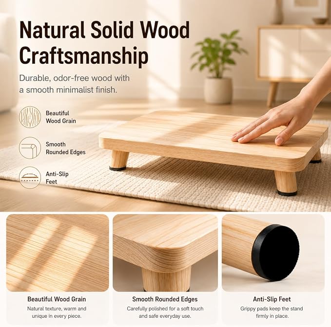 Solid Wood Elevated Cat Feeder Stand, Raised Bowl Holder for Automatic Cat Feeders, Large Double Bowls & Traditional Bowls, Ergonomic Raised Station Relieves Spine and Joint Pressure - Image 6