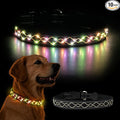 Rechargeable LED Dog Collar for Night Walking, Embroidered Rope Light | The LED light is visible from 360 degrees, anti-loss and enhancing outdoor walking safety(Large Multicolor) by MORLIGHT