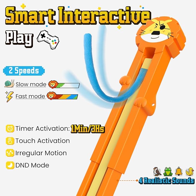 Cat Toys for Indoor Cats, 2 in 1 Door Hanging Cat Toy Interactive Automatic Moving 2 String Tails for Multi-Cat Households, Plush Dangler for Kitten Toys Hide and Seek Motion Activated, 4 Sounds/Off - Image 4