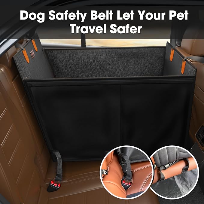 FURTIME Large Dog Car Seat, Upgraded PU Leather Back Seat Extender with Hard Bottom, Waterproof Pet Car Seat Cover for Medium Sized Dog, Pet Hammock for Cars, SUVs, Trucks - Image 9