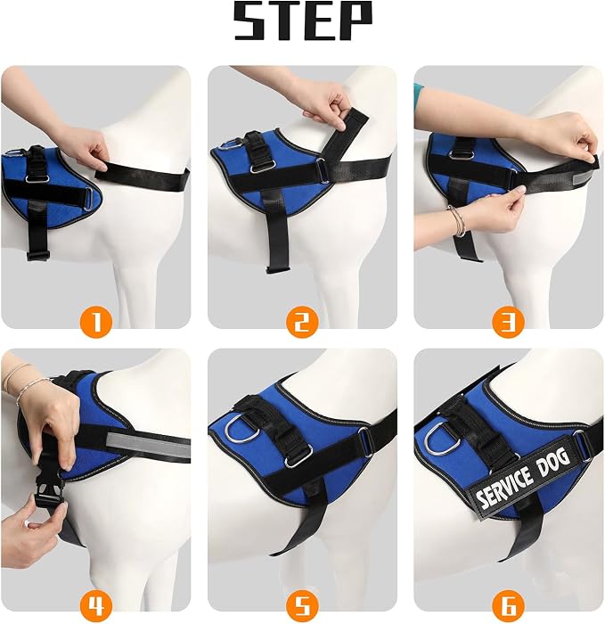 MUMUPET Service Dog Harness, No Pull & Reflective Pet Vest, Blue, S | Easy Control Handle, Soft & Breathable Padding, Adjustable Fit for Small to Large Dogs, 2 Removable Patches - Image 6