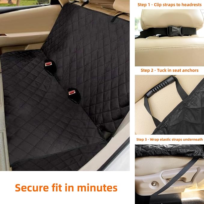 Bark Lover Dog Back Seat Cover Protector, Waterproof Dog Car Seat Covers, Nonslip Backseat Protection for Dogs and Kids, Compatible Pet Car Seat Cover for Cars & Midsize SUVs - Image 3