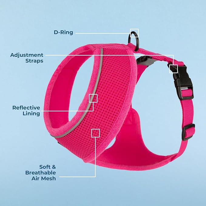 Best Pet Supplies Voyager Aerolite Over the Head Dog Harness, No Pull Breathable Air Mesh Vest, Quick Dry with Reflective Stitching, Adjustable Escape Resistant Harness - Fuchsia, Large - Image 3