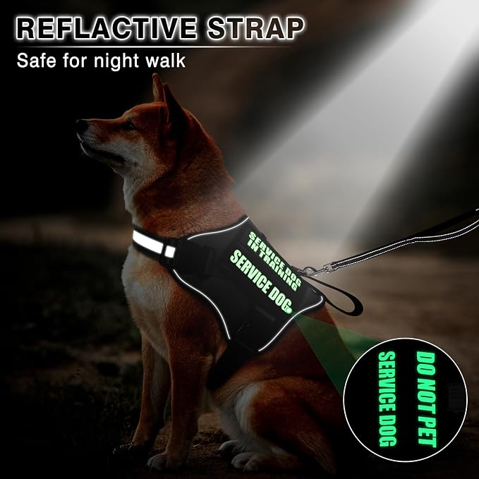 Service Dog Vest Harness and Leash Set+10 Patches,No Pull&Easy Walk Reflective Dog Harness with Soft Padded Handle for Training/Everyday,Fit Small/Medium/Large/Extra-Large Dogs (Black S) | No Pull&Adjustable Reflective Dog Harness Small Sized,Dog Leash... - Image 6