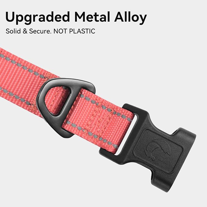 Joytale Reflective Dog Collar, Adjustable Neoprene Padded, Neon Pink L | Breathable Nylon for Large Dogs, No Chafing on Walks and Outdoor Hikes, Tear-Resistant Webbing, Metal D-Ring, Night Safety - Image 3