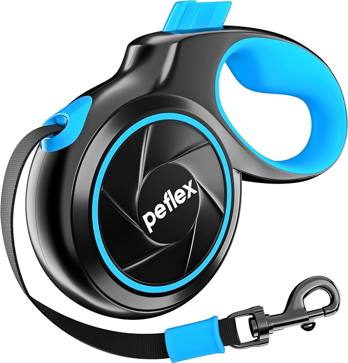 20.1 ft Retractable Dog Leash for Dogs 10–100 lbs - Heavy Duty Tape Leash with Strong Nylon Tape - 360° Swivel Control - One-Click Brake & Lock - Ergonomic Non-Slip Grip for Safe & Easy Daily Walks BL by RetractableDogLeash
