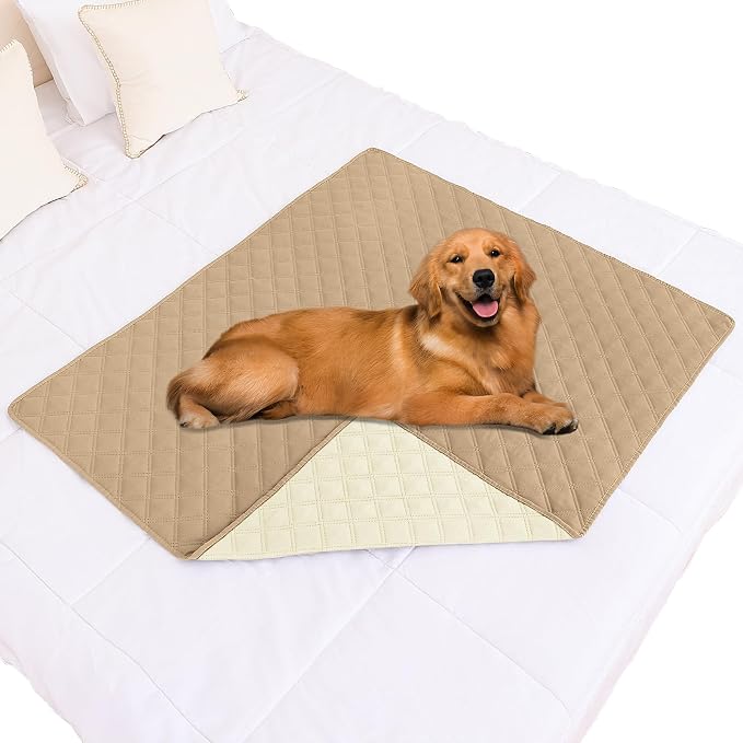 Smiry Waterproof Reversible Pet Couch Covers for Dogs | Pet Friendly, Soft Fabric, Washable Sofa Furniture Protector for Dogs Cat Kids, Checkered (40"x50", Camel/Beige) by Smiry