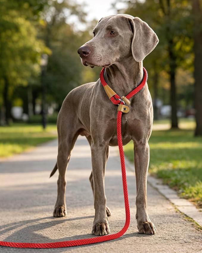 Dog Leash Slip Lead Braided Rope Pet Training Loop Leashes 5ft 6ft 8ft | Lynxking Strong Heavy Duty 1/2" 3/8", Durable Padded Handle No Pull Basic Training Nylon Lead,Small Medium Large Dogs Puppy - Image 8