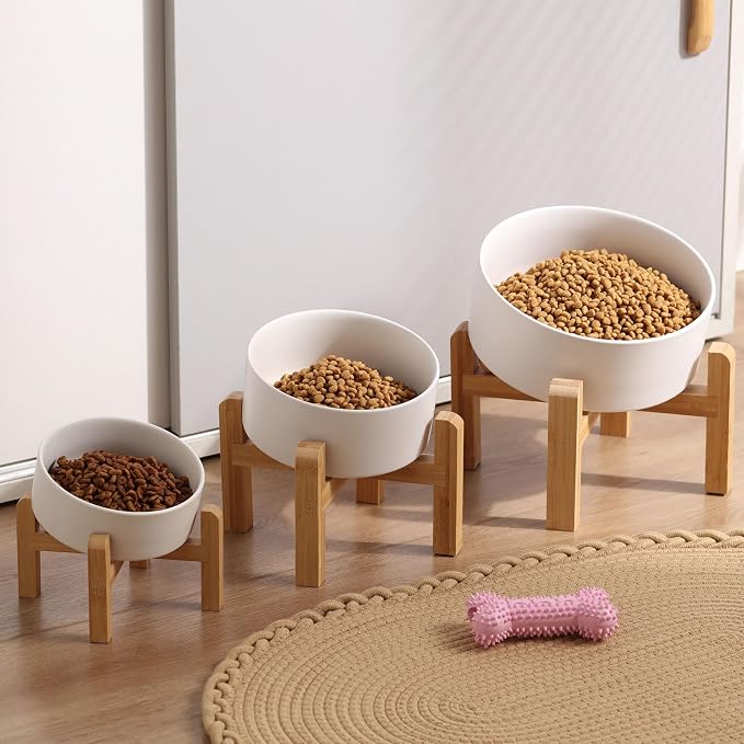 Petygooing White Raised/Elevated 15°Slanted Ceramic Dog Bowl for Small Breeds,Tilted Anti Slip Pet Feeding Bowl,Food Water Dish with Stand for Cats and Small Dogs Puppy 13.5 OZ (5.1In / 1.7 Cups) - Image 5
