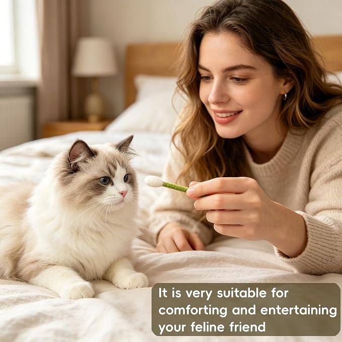Giant Qtip Cat Toy, Cotton Swab Cat Toy with Catnip, Interactive Cat Toys for Indoor Cats, Catnip Toys, Cat Chew Toy – 6 Pack for Indoor Boredom Relief (Green) - Image 5