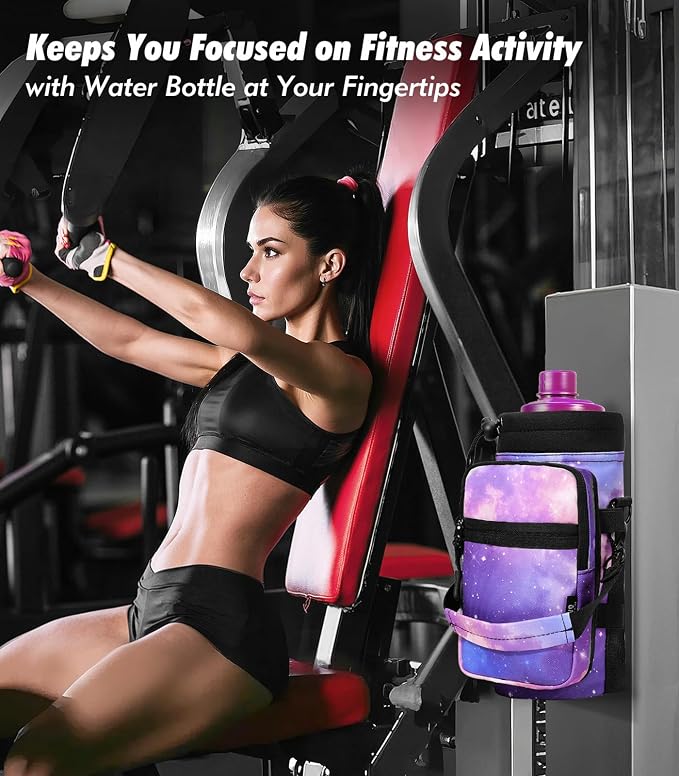 Nuovoware Magnetic Gym Bag, 40oz, Water Bottle Carrier, Starry Purple | Adjustable Shoulder Strap, Magnets Magnetic Gym Bag, Bottle Pouch Sling, 2 Pocket, Sling Neoprene Organizer Sleeve - Image 5