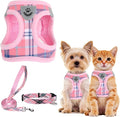 PUPTECK Dog Harness, Collar and Leash Set No Pull for Small Medium Sized | Plaid Puppy Step-in Escape Proof Reflective No Choke Pet Cat Adjustable Walking Vest by PUPTECK