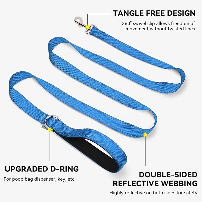 Joytale Reflective Dog Leash for Small Dogs, 4 FT x 3/4", Sky Blue | Heavy Duty Nylon Webbing, Padded Handle for Comfort, Visible at Night, for Walking & Training - Image 5