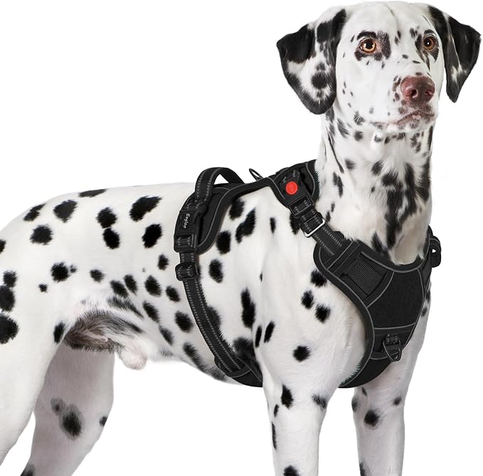 Eagloo Dog Harness No Pull for Large Dogs, Easy On & Off with 3 Buckles | No Choke with Front Clip, Adjustable Fit, MOLLE System, Reflective Vest, Easy Control for Walking, Black, X-Large by GoExplorewithEagloo