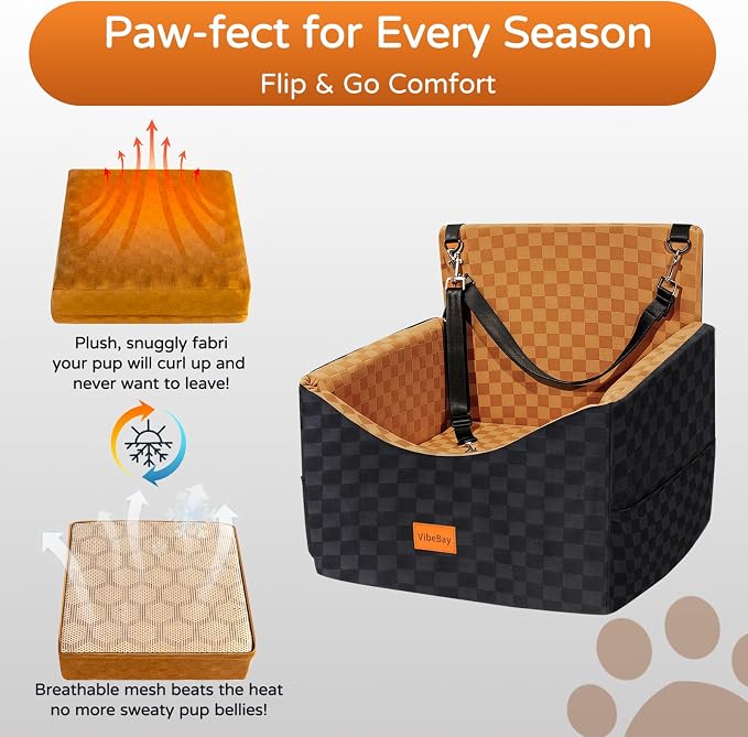 Dog Car Seats for Small Medium Dogs Up to 35lbs | Elevated Dog Booster Seat with Detachable Washable Cover & Cushion | Memory Foam Pet Car Travel Seat with Safety Belt and Storage Pockets - Image 6
