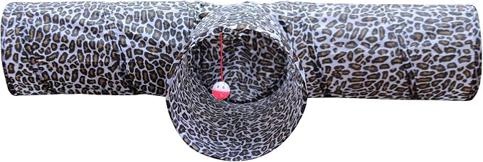 3 Way Cat Tunnel. Extra Large 12 Inch Diameter and Extra Long. A Big Collapsible Play Toy. Wide Pet Tunnel Tube for Rabbits, Kittens, Large Cats, and Dogs (Animal Print) - Image 2