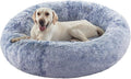 45 in Faux Fur Fluffy Donut Dog Bed for Extra Large Dogs,Dark Blue | Calming Plush Round Jumbo Pet Bed with Removable & Washable Cover,Fits up to 120 lbs Pets by BedStillLoveStill