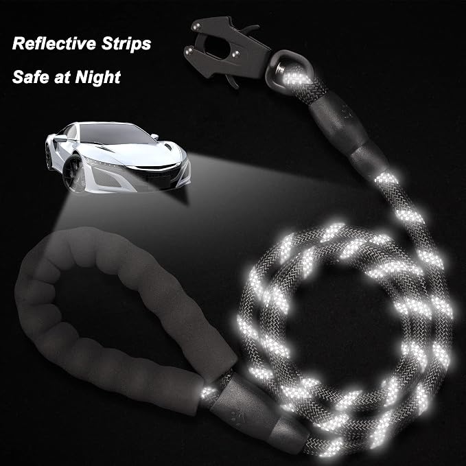 GEIT Heavy Duty Dog Leash with Frog Clip for Small Medium and Large Dogs | 2/4/5/6FT Rope Leashes,Reflective Nylon Pet Lead,Aluminum Quick Release/Locking Tactical Frog Clip,Comfortable Padded Handle - Image 5