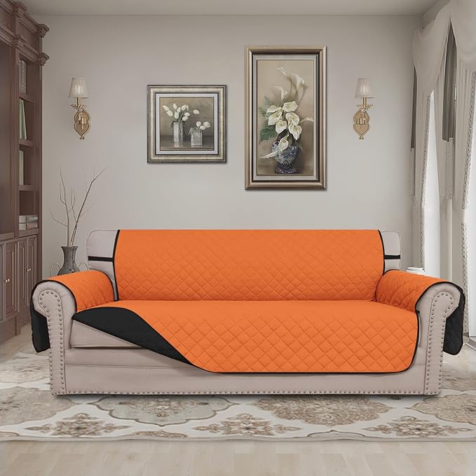 Easy-Going Reversible Couch Cover, 3 Cushion Sofa, X-Large, Orange/Black | Machine Washable Slipcover For Dogs, Water Resistant Furniture Mat For Living Room, Non-Slip Sofa Cover, Pet Friendly - Image 2