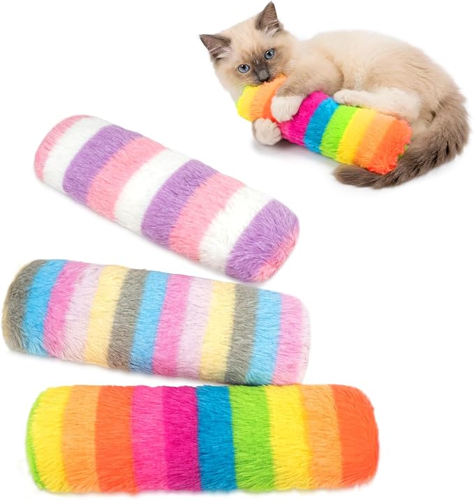 Cat Toys 3 Pack Catnip Pillows, Soft and Durable Crinkle Sound, Rainbow | With Catnip Inside, Interactive Cat Toy For Indoor Cats, Promotes Kitty Exercise by Home