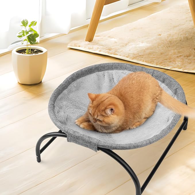 LIFLIX Raised Cat Hammock Bed, Pet Bed for for Indoor Cats, Standing Cat Cot with Washable Plush,17.1 x 17 x 9.5 inches - Image 6