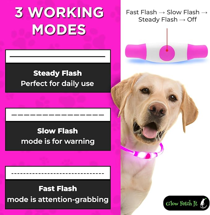 LED Dog Collar, Waterproof Light Up Dog Collar Rechargeable, Dog Safety Necklace for Night Walking, Adjustable Cut-to-Fit Silicone Collar Small Medium Large Dog 27.5” Cuttable (Pink) - Image 3