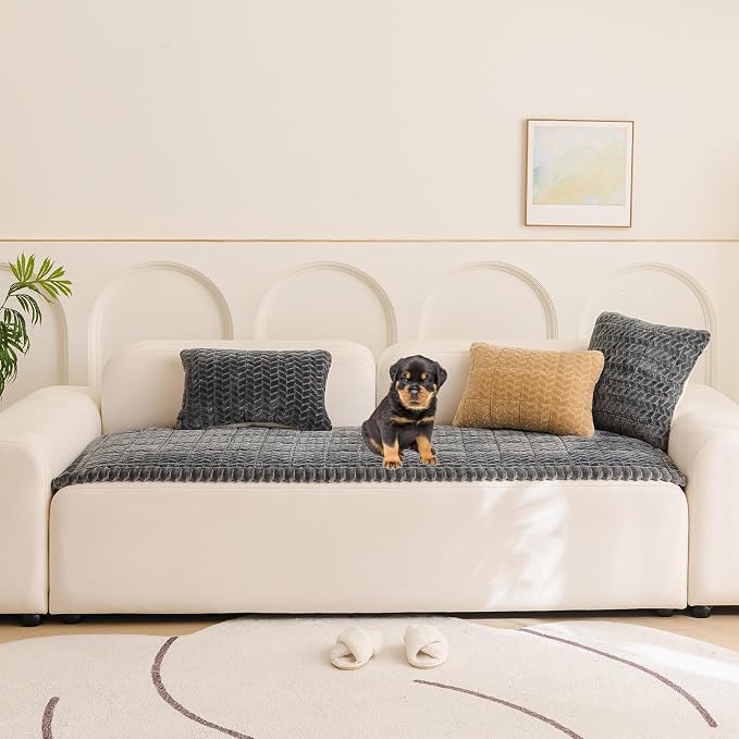 Pet Couch Cover Dogs Washable Sofa Protector Covers Non Slip Fuzzy Dog Mat | Soft Flannel, Anti-Slip Backing, Protect Furniture from Hair, Dirt, Messes, Fit Sofa and Loveseat - Image 2