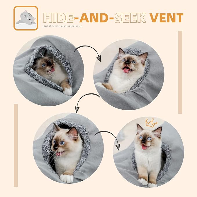 PAWZ Road Cat Tunnel 51 Inches Long Cat Toys Collapsible Tunnel 12”Diameter | Large Cats Tube for Big Cats,Rabbits and Puppy Extra Long Cat Play Tunnel Straight with 2 Peepholes for Indoor&Adult Cats - Image 5