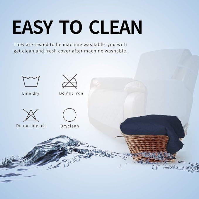 Easy-Going Reversible Couch Cover, Recliner 19 in, Navy/Ivory | Machine Washable Slipcover For Dogs, Water Resistant Furniture Mat For Living Room, Non-Slip Sofa Cover, Pet Friendly - Image 7