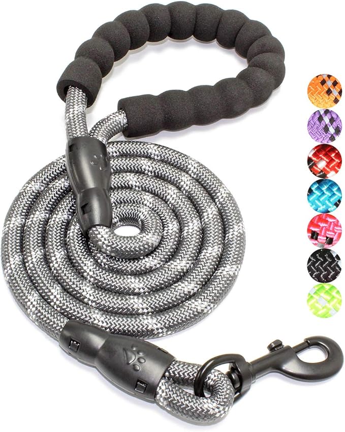 2/4/5/6 FT Dog Leash with Comfortable Padded Handle and Highly Reflective Threads for Small Medium and Large Dogs (5FT-1/2'', Grey) by BAAPET