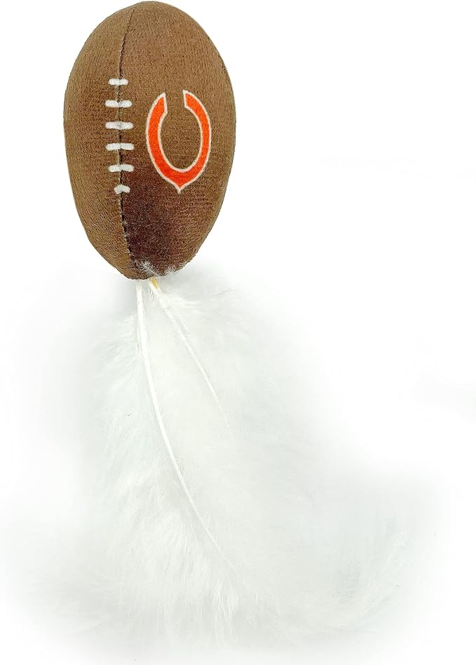 Best Plush CAT Toy - NFL Chicago Bears Complete Set of 3 piece Cat Toys Filled with Fresh Catnip. Includes: 1 Helmet Cat Toy, 1 Football Cat Toy with Feathers & 1 Beer Bottle. Beautiful Team Logos - Image 5