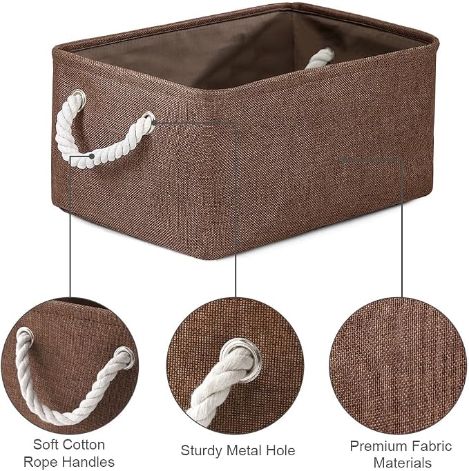 WarmHome Fabric Storage Bin Shelf Basket for Home, Closet(Brown-3 Pack, 13.8L9.8W6.7H) - Image 6