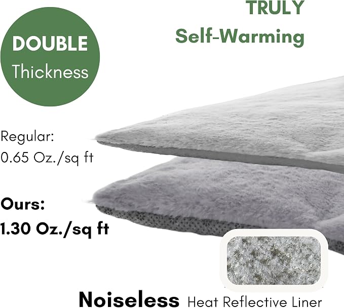 Self Warming Mat, 24''*20'' Non-Skid Thermal Pet Mat, Washable Outdoor Insulation for Cat House, Carrier Cat Bed, Short-Fluff Grey - Image 4
