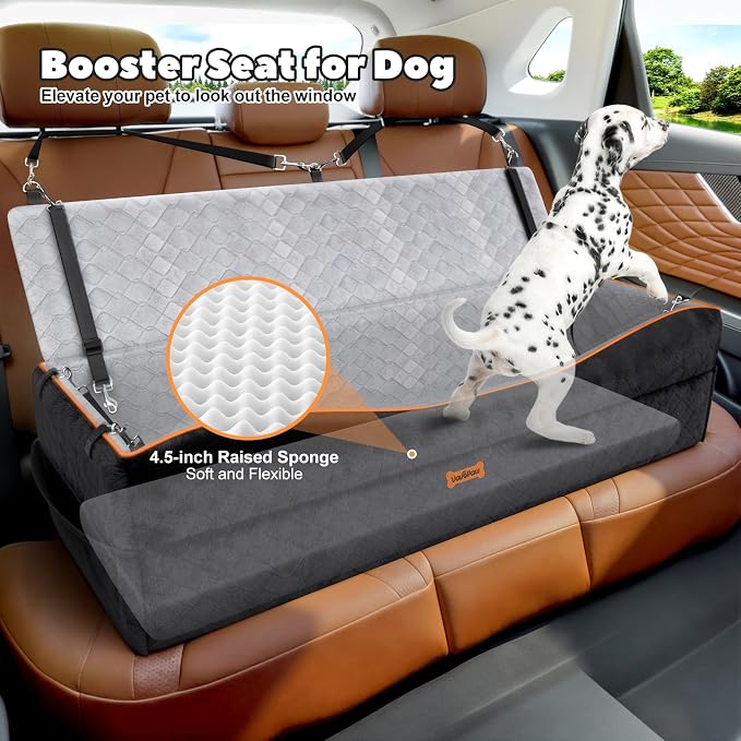 VavoPaw Car Seat for Large Dog for 2 Medium or 3 Small Dogs Under 100Lbs | Dog Booster Seats ,Pet Car Seats with 2 Safety Leashes, Dogs Sofa Bed Cushion Add Thick Sponge, Pet Cars Carrier for Travel - Image 2