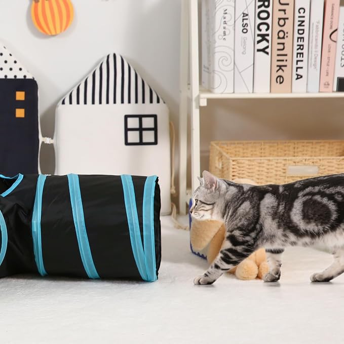 Pet Cat Tunnel, Y-3 Way Tunnels for Indoor Cats, Collapsible Pet Tunnel for Kitten, Puppy, Rabbit, 25cm-Wide Tunnels, Durable & Breathable, with Peek Hole Toy Ball - Image 8