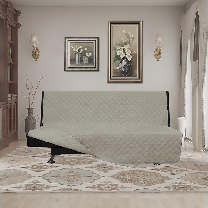 Easy-Going Reversible Couch Cover, Large Futon Sofa, Beige/Beige | Machine Washable Slipcover For Dogs, Water Resistant Furniture Mat For Living Room, Non-Slip Sofa Cover, Pet Friendly - Image 2