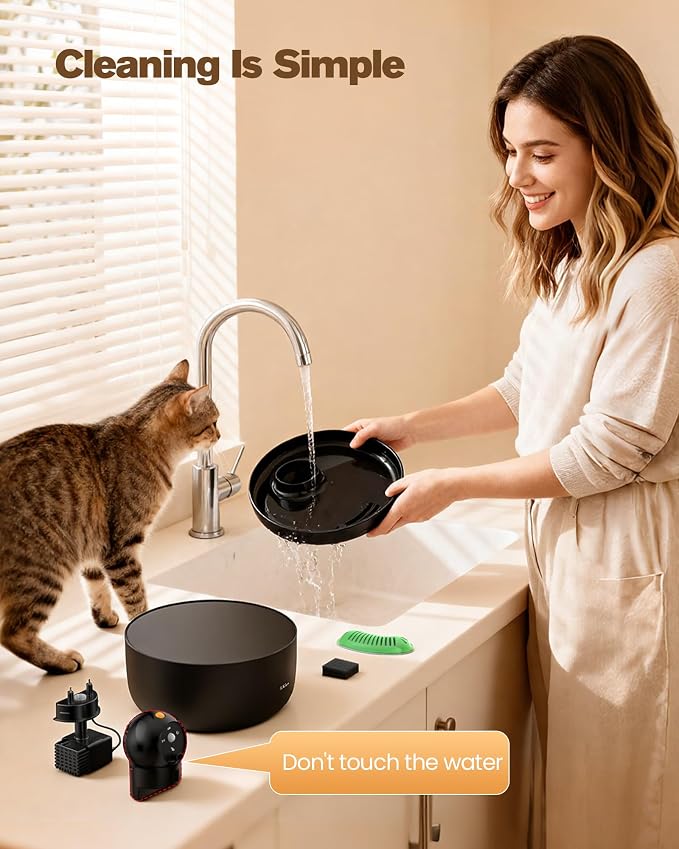 Battery Operated Cat Water Fountain: GOOIFUN Cat Fountain with 6 Filters + 3 Sponges - 88oz/2.6L Cats Water Bowl Dispenser- Silent Pet Water Fountain for Cats Inside - Kitty Drinking Fountains - Image 8
