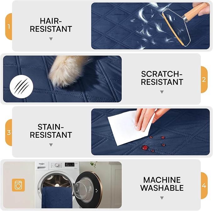 Luciphia Waterproof Couch Cover for Dogs, Non-Slip Pet Sofa Protector | Non-slip waterproof couch cover scratch-resistant machine washable protects sofa bed from spills fur, Navy Blue, 30" x 70" - Image 4